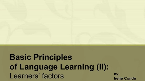 Thumbnail for entry Basic Principles of Language Learning 5: Learners Factors