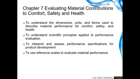 Thumbnail for AMM 3600 Chapter 7 Evaluating Material for Comfort, Safety, and Health