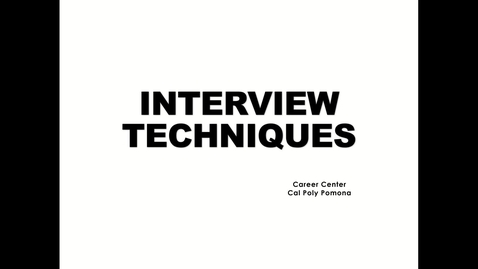 Thumbnail for entry Interview Techniques