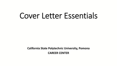 Thumbnail for entry Cover Letter Essentials