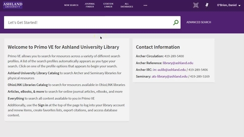 Thumbnail for Video 6: Searching Articles, eBooks, and more