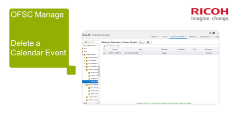 Thumbnail for OFSC Manage Delete Calendar Event 