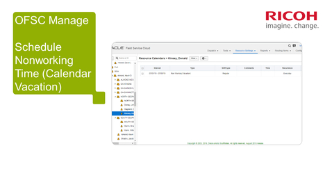 Thumbnail for OFSC Manage Schedule Nonworking Time  (Vacation)