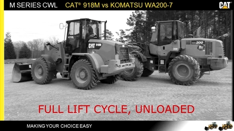 Thumbnail for entry Cat 918M vs Komatsu WA200_7: Full Cycle, Unloaded