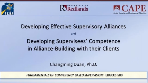 Thumbnail for Supervisors' alliance-related competencies (Professor Changming Duan)