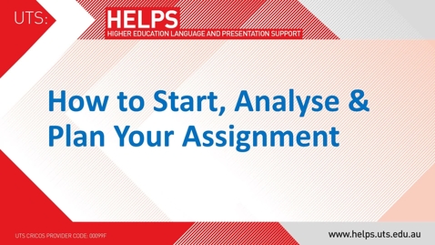 Thumbnail for entry How to start, analyse and plan your assignments