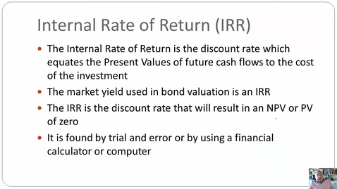 Thumbnail for UTS MBAe eFinance Topic 4 - 4e IRR