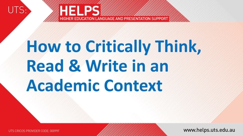Thumbnail for How to critically think, read and write in an academic context