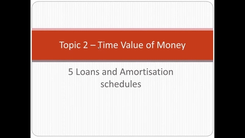Thumbnail for UTS MBAe eFinance Topic 2 - 5 Loans and amortisation