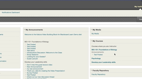 Thumbnail for Blackboard Learn - Kaltura KAF Integration Demo