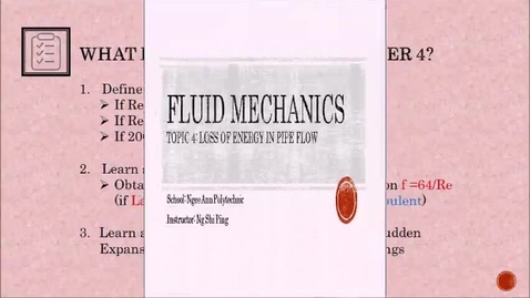 Thumbnail for entry Week 8: Tutorial- Loss of Energy in Pipe Flow