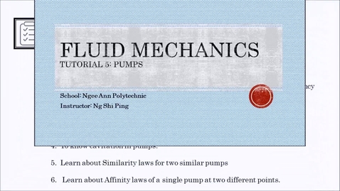 Thumbnail for Week 14: Tutorial 5 Pumps