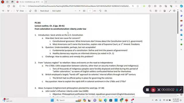 PS 201: Colonialism to constitutionalism