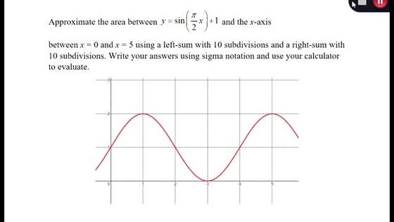Math 252 5.2 Recap (left-sum in sigma notation)