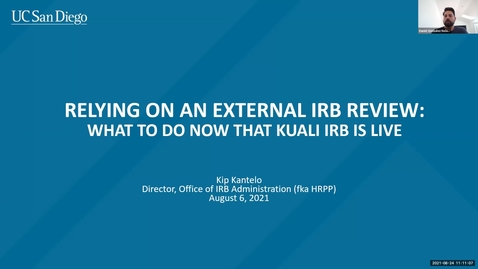 Thumbnail for entry Kuali IRB: Relying on an External IRB Review: What to Do Now that Kuali is Live