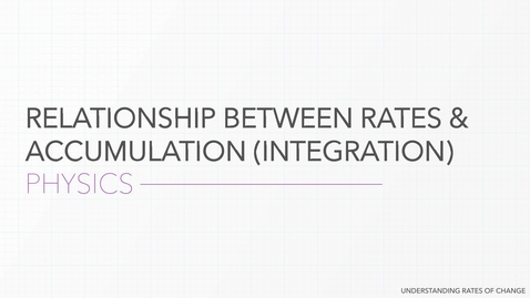 Thumbnail for Relationship Between Rates &amp; Accumulation (Integration) - Physics