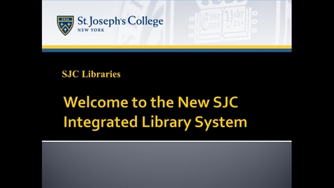 Thumbnail for entry Welcome to the new SJC Integrated Li