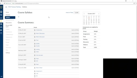 Canvas Syllabus Area