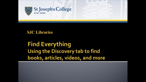 Thumbnail for Find Everything_ Using the Discovery