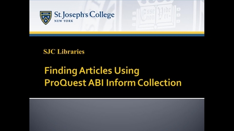 Thumbnail for entry Finding Articles Using ProQuest ABI