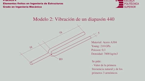 Thumbnail for Práctica 4 - Modelo 2 - Asignatura Elementos Finitos en Ingeniería de Estructuras - Grado en Ingeniería Mecánica