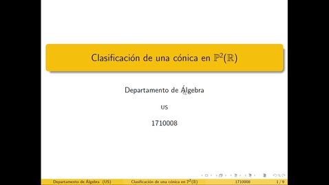 Miniatura para Clasificación de una cónica en P^2(R)