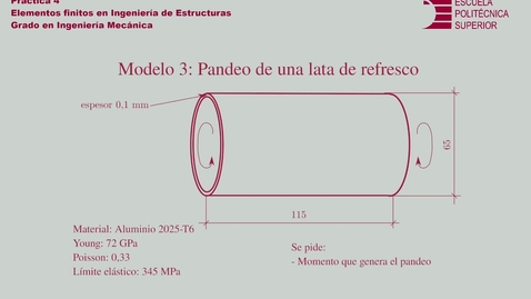 Thumbnail for Práctica 4 - Modelo 3 - Asignatura Elementos Finitos en Ingeniería de Estructuras - Grado en Ingeniería Mecánica