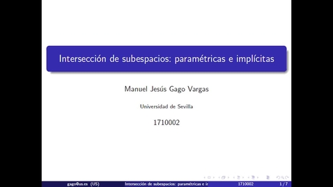 Miniatura para Intersección de subespacios: paramétricas con implícitas