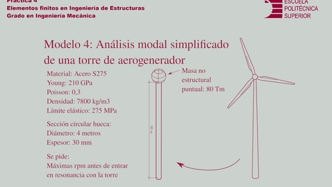 Thumbnail for Práctica 4 - Modelo 4 - Asignatura Elementos Finitos en Ingeniería de Estructuras - Grado en Ingeniería Mecánica