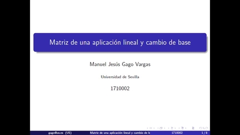 Miniatura para Matriz de una aplicación lineal y cambio de base