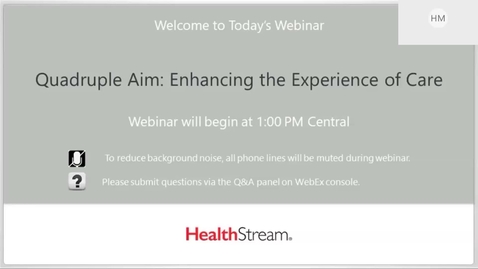 Thumbnail for Quadruple AIM Enhancing the Experience of Care - October 13, 2020