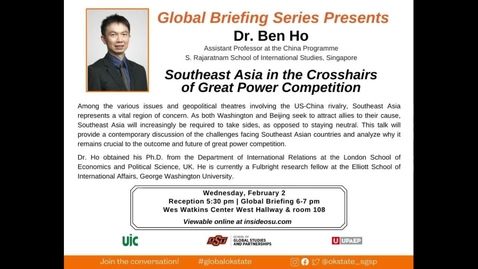 Thumbnail for Southeast Asia in the Crosshairs of Great Power Competition--Global Briefing Series