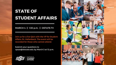 Thumbnail for entry  State of Student Affairs, Q&amp;A with the VP of student Affairs