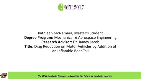 Thumbnail for Kathleen McNamara, Master's Student: Drag Reduction on Motor Vehicles by Addition of an Inflatable Boat-Tail