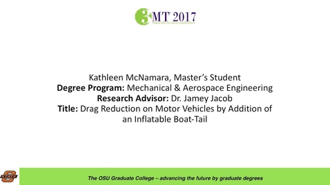 Thumbnail for entry Kathleen McNamara, Master's Student: Drag Reduction on Motor Vehicles by Addition of an Inflatable Boat-Tail