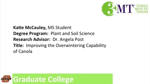 Thumbnail for entry 3 Minute Thesis: Katie McCauley