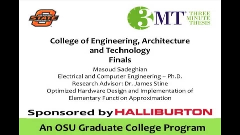 Thumbnail for 3 Minute Thesis - Masoud Sadeghian