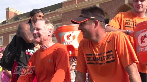 Thumbnail for entry Slow Motion - President Hargis &amp; Coach Gundy Ice Bucket Challenge