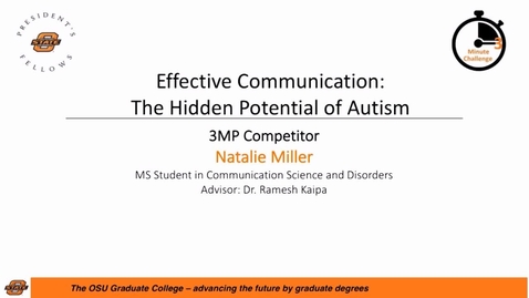 Thumbnail for 2017 Three Minute Challenge Presentation Natalie Miller Effective Communication