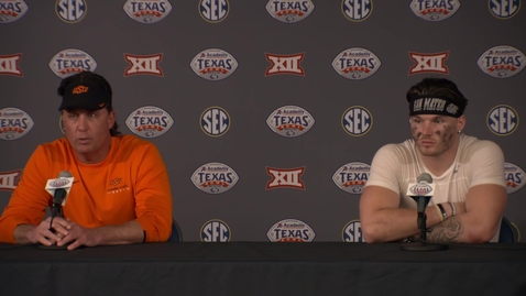 Thumbnail for 12/28/19 Cowboy Football: Academy Texas Bowl Postgame Press Conference Mike Gundy and Dru Brown