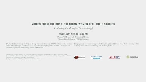 Thumbnail for Dust, Drought, and Dreams Gone Dry:  Dr. Jennifer Paustenbaugh