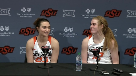 Thumbnail for 02/08/19 Cowgirl Basketball: Oklahoma Postgame Press Conference Jaden Hobbs and Vivian Gray
