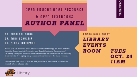 Thumbnail for entry Open Educational Resources Author Panel