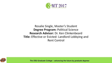 Thumbnail for entry Rosalie Single, Master's Student: Effective or Evicted: Landlord Lobbying and Rent Control