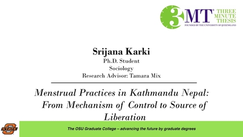 Thumbnail for 2018 3 Minute Thesis Finals: Srijana Karki