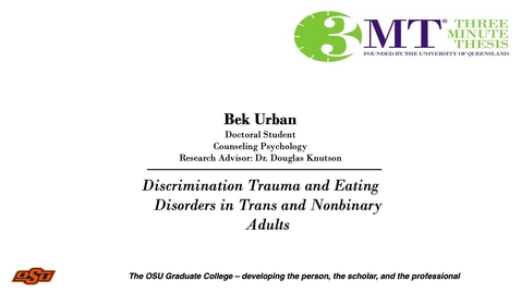 Thumbnail for 2022 3MT Finalist Bek Urban