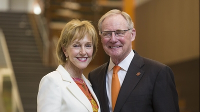 V. Burns Hargis graduated from OSU in 1967 with a bachelor’s degree in accounting. Ann Hargis received an honorary doctorate from OSU in 2019 for her dedication to health and wellness. They were inducted into the OSU Hall of Fame on February 10, 2023, by the OSU Alumni Association.