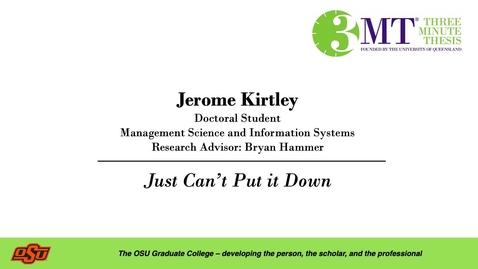 Thumbnail for entry Jerome Kirtley: 3MT Graduate College