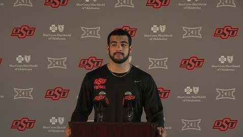 Thumbnail for entry 4/6/21 Cowboy Football: OSU Cowboy Football Player Tre Sterling Addresses the Media