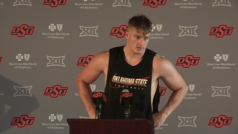 Thumbnail for entry 4/6/21 Cowboy Football: OSU Cowboy Football Player Logan Carter Addresses the Media